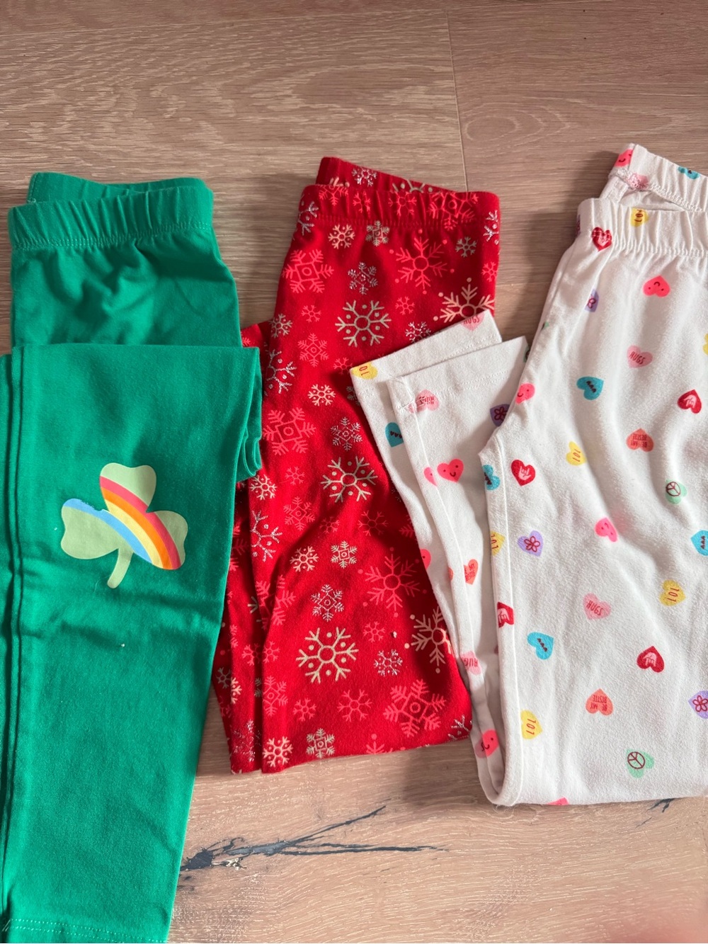 Girls' Holiday Leggings Set - Green, Red & White